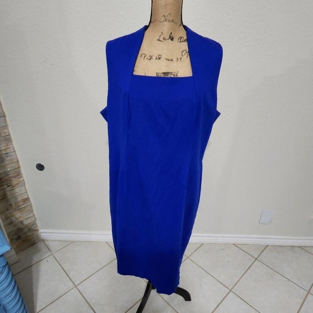 TALBOTS sleeveless midi blue sheath dress plus size 20